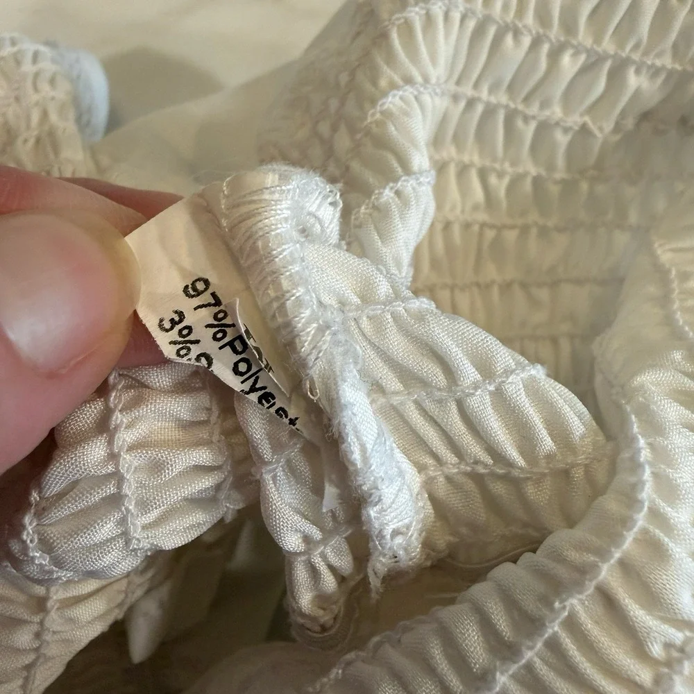 Coquette Ruffle Babydoll Top M Romantic Y2K Boho Fairy Keyhole Tie White V-Neck - Picture 6 of 9